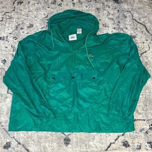 Vintage Izod Lacoste Green Pullover Windbreaker Jacket Mens XL Hooded